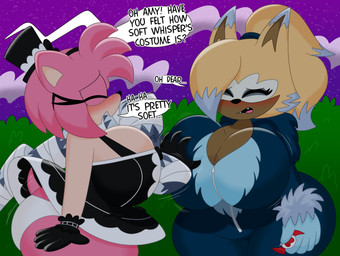 accessory alternative_fashion anthro arm_tuft assisted big_breasts black_nose blonde_hair blush bouncing_breasts breast_grab breast_jiggle breast_squish breasts brown_body brown_fur bulging_breasts candy claws cleavage cleavage_overflow clothed clothing cloud costume curvy_figure dessert detailed_background dialogue dress eyelashes eyes_closed fangs female female/female female_anthro fingers food fur gloves goth grey_body grey_fur group hair hair_accessory hair_tie hairband halloween_costume hand_on_breast handwear hat headband headgear headwear holidays huge_breasts jiggling long_tail motion_lines multicolored_body multicolored_clothing multicolored_dress multicolored_fur mummy_wrappings outside panties pink_body pink_fur pink_hair plant prehensile_tail short_hair short_tail shrub sky small_waist speech_bubble squish star starry_sky tail tail_motion tailwag tan_body tan_fur teeth text thick_thighs tongue top_hat trio tuft two_tone_body two_tone_fur underwear voluptuous voluptuous_anthro voluptuous_female werehog_costume white_clothing white_panties white_underwear wide_hipped_anthro wide_hipped_female wide_hips wrist_tuft zipper 3barts halloween idw_publishing sega sonic_the_hedgehog_(comics) sonic_the_hedgehog_(idw) sonic_the_hedgehog_(series) sonic_unleashed amy_rose sonic_the_werehog tangle_the_lemur whisper_the_wolf canid canine canis eulipotyphlan hedgehog lemur mammal primate ring-tailed_lemur strepsirrhine wolf 2025 absurd_res digital_drawing_(artwork) digital_media_(artwork) english_text hi_res