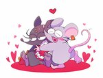 anthro blush duo ear_piercing ear_tag heart_symbol hole_(anatomy) hug male male/male piercing simple_background stitch_(sewing) white_background wayayu17 mad_rat_dead nippon_ichi_software mad_rat_(mad_rat_dead) mob_rat_(mad_rat_dead) mammal murid murine rat rodent hi_res shaded