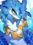 abstract_background ambiguous_gender blue_body blue_fur blue_scales feral fur inflatable inner_tube kemono scales solo white_body white_fur zhang_gun furred_scalie scalie unknown_species 2023 blue_theme bust_portrait hi_res portrait