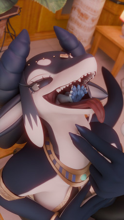ambiguous_gender anthro blue_body blue_eyes breasts clothed clothing duo extreme_size_difference feet female female/ambiguous larger_anthro larger_female non-mammal_breasts open_mouth size_difference smaller_ambiguous soles teeth tongue tongue_out vore white_body chutos mythology lehner_(eipon_tarou) sera_(sera) dragon mythological_creature mythological_scalie scalie 3d_(artwork) 9:16 absurd_res digital_media_(artwork) hi_res