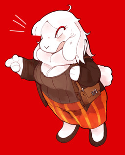 anthro biped bottomwear breasts clothing dewlap_(anatomy) emanata female footwear gesture hand_gesture handbag pointing red_background shoes simple_background skirt solo standing white_body twigsyy charlotte_bouffant lagomorph leporid mammal rabbit hi_res