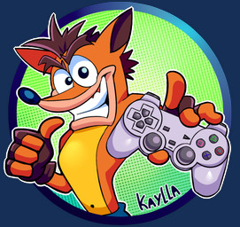4_fingers anthro belly circle clothing controller eyebrows fingerless_gloves fingers game_controller gloves handwear looking_at_viewer male orange_body outline playstation_controller pupils simple_background smile solo teeth toony toothy_grin transparent_background white_outline yellow_belly kayllacat activision crash_bandicoot_(series) playstation sony_corporation sony_interactive_entertainment crash_bandicoot bandicoot mammal marsupial alpha_channel hi_res icon shaded signature