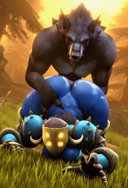 anthro duo female fuzzy machine male male/female blizzard_entertainment jewish_mythology mythology warcraft thunderchild canid humanoid mammal mythological_creature mythological_golem robot robot_humanoid werecanid werecreature worgen 3d_(artwork) 3d_animation animated digital_media_(artwork)