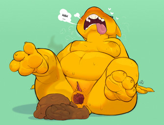 3_toes anthro anus areola big_areola big_breasts bite blush blush_lines bodily_fluids body_blush breasts breath buckteeth butt crowning eyelashes eyewear feces feet female foot_blush gaping gaping_anus genital_fluids glasses heart_symbol looking_pleasured moan navel nipples nude nude_anthro nude_female overweight overweight_anthro overweight_female puffy_areola scales smelly solo sweat sweatdrop sweaty_body sweaty_butt teeth toes tongue tongue_out vaginal_fluids yellow_body yellow_scales twistedfurby undertale_(series) alphys scalie 2025 hi_res