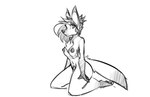 2017 anthro biped breasts canid canine chest_tuft digital_drawing_(artwork) digital_media_(artwork) female fox hair kneeling mammal monochrome navel nipples nude simple_background solo tail tuft watsup white_background