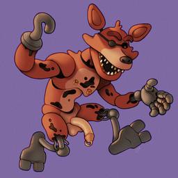 action_pose anthro balls black_nose eye_patch eyewear genital_piercing genitals glans hook hook_hand long_penis machine male nipple_piercing nipple_ring nipples orange_body penis penis_piercing piercing pink_glans pose prince_albert_piercing ring_piercing robot_legs simple_background smile solo thin_penis ravuer five_nights_at_freddy's scottgames foxy_(fnaf) animatronic canid canine fox mammal robot 1:1 hi_res