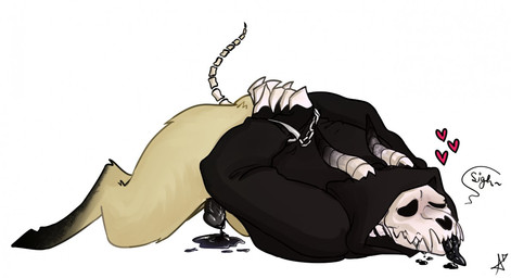 anthro bdsm black_cum black_penis bodily_fluids bondage bound chain chained colored_cum cum cum_on_ground erection fur genital_fluids genitals hands_behind_back heart_symbol horn male on_ground penis simple_background solo tongue tongue_out unusual_bodily_fluids unusual_cum unusual_genital_fluids white_background conop-8888 bovid caprine caprine_demon demon goat_demon mammal 2018