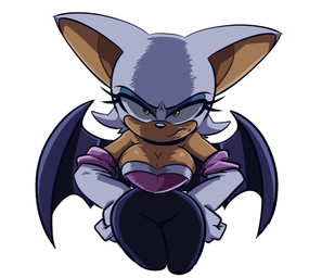 anthro big_breasts breasts cleavage clothed clothing female frown green_eyes hair looking_at_viewer solo white_hair wide_hips wings corythec sega sonic_the_hedgehog_(series) rouge_the_bat bat mammal hi_res