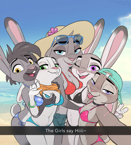 animal_ears anthro backwards_baseball_cap backwards_hat baseball_cap beach bikini biped breast_fondling breast_play breasts clothed clothing detailed_background eyewear female female/female fondling group hair hait hand_on_breast hat headgear headwear looking_at_viewer nipple_outline nipple_piercing nipples outside piercing pupils side_boob smile sunglasses swimwear thick_thighs three-quarter_view tongue tongue_out tongue_piercing two-piece_swimsuit amadose disney zootopia catherine_hopps_(siroc) fan_character judy_hopps riley_hopps sydney_underfoot yasmine_(s1m) european_rabbit lagomorph leporid mammal oryctolagus rabbit absurd_res hi_res incest_(lore) sibling_(lore) sister_(lore) sisters_(lore)