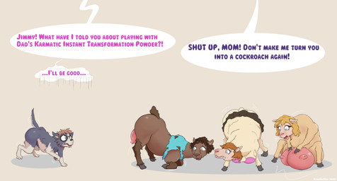 ass_up bared_teeth big_teats big_udders blonde_hair bottomwear breast_squeeze breasts caprine_teats caprine_udders clothed clothing dialogue dreadlocks female feral forced forced_transformation fur group hair miniskirt nerd partially_clothed red_hair revenge semi-anthro simple_background skirt species_transformation squeezing tail tail_tuft teats teeth text torn_clothing transformation tuft udders wool_(fur) worried cloud_coffee bovid canid canine caprine goat mammal sheep absurd_res english_text hi_res