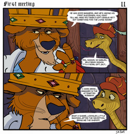 anthro border chair clothed clothed_anthro clothed_male clothing countershade_face countershade_fur countershade_scales countershading crown crown_jewels dialogue duo eyebrows feral fingers forked forked_tongue fur furniture gem gold_crown hat hat_feather headgear headwear loose_feather male male_anthro on_model open_mouth page_number philtrum profanity pupils regalia ring robe royalty scales sitting text title tongue tongue_out ventral_scales whiskers white_border wood wood_chair wood_furniture sir_paulus disney robin_hood_(disney) prince_john sir_hiss felid feline lion mammal pantherine reptile scalie snake artist_name comic english_text hi_res