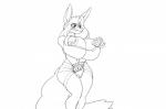 anthro bdsm big_breasts blush bondage bound breasts female huge_breasts ribbons thick_thighs wide_hips simonaquarius amanda_(simonaquarius) canid canine fox hybrid lagomorph leporid mammal rabbit black_and_white monochrome