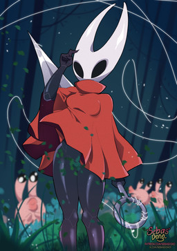 2_horns anthro black_body black_skin breasts cape cape_only clothing convenient_censorship empty_eyes female glistening glistening_body glistening_skin horn hornet's_needle mostly_nude red_cape red_clothing solo text thread sebasdono hollow_knight:_silksong hollow_knight_(franchise) team_cherry hornet_(hollow_knight) nuu_(hollow_knight:_silksong) arthropod insect 2025 absurd_res artist_name digital_drawing_(artwork) digital_media_(artwork) hi_res url watermark
