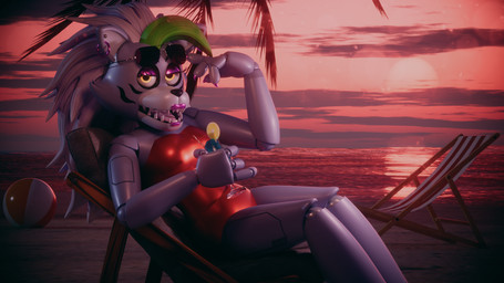 anthro ball beach beach_ball beverage ear_piercing ear_ring eyewear female green_highlights highlights_(coloring) holding_beverage holding_object inflatable looking_at_viewer machine piercing pseudo_clothing ring_piercing sitting solo sun sunglasses anonamine five_nights_at_freddy's five_nights_at_freddy's:_security_breach scottgames steel_wool_studios roxanne_wolf animatronic canid canine canis mammal robot wolf blender_(artwork) digital_media_(artwork) hi_res