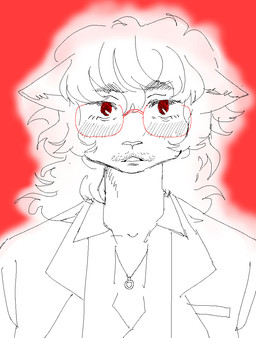 anthro blush blush_lines eyelashes eyewear facial_hair glasses glistening glistening_eyes hair jewelry male mustache necklace open_mouth red_background red_eyes simple_background solo suit_jacket sepulturegirl sophia_(sepulture_girl) domestic_cat felid feline felis mammal 2025 bust_portrait partially_colored portrait trans_(lore) trans_woman_(lore)