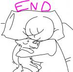 after_sex afterglow animate_inanimate anon bed big_breasts breasts canid canine canis clothed clothing comic cuddling duo female flaccid furniture genitals happy living_plushie male mammal mr._wolf_(toybox_pals) penis pillow plushie size_difference sleeping smile the_weaver toybox_pals wolf
