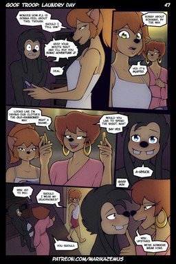 5_fingers age_difference anthro bathrobe biped black_body black_fur black_nose bodily_fluids bottomwear breasts bribe chin_piercing clothed clothed_anthro clothed_female clothes_pin clothing covering covering_crotch covering_self dialogue dressing ear_piercing female fingers fur group hair holding_game_boy_advance humanoid_hands male male/female nude nude_anthro nude_female nude_male older_female piercing pillow pupils red_hair robe shorts speech_bubble sweat text trio younger_male marik_azemus34 disney game_boy_advance game_boy_family goof_troop nintendo max_goof peg_pete pistol_pete canid canine canis domestic_dog mammal comic english_text hi_res url daughter_(lore) mother_(lore) mother_and_child_(lore) mother_and_daughter_(lore) parent_(lore) parent_and_child_(lore) parent_and_daughter_(lore)