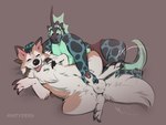 anatomically_correct anatomically_correct_genitalia anatomically_correct_penis animal_genitalia animal_penis anthro anthro_on_feral balls belly_rub bestiality blush bodily_fluids bottomwear brown_bottomwear brown_clothing canine_genitalia canine_penis clothing duo eyes_closed feral genital_fluids genitals half-erect handjob headpat leaking_precum looking_at_another male motion_lines partially_clothed_anthro penile penis penis_grab penis_tip petting precum sex slightly_chubby smile smiling_at_another tail tail_motion tailwag tongue tongue_out mintyderg mythology nintendo pokemon mint_(deessel) murdock's_lycanroc dragon generation_7_pokemon lycanroc midday_lycanroc mythological_creature mythological_scalie pokemon_(species) scalie hi_res