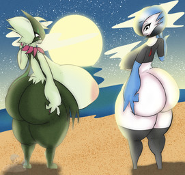 anthro areola big_breasts blue_areola blue_nipples breasts duo female female_humanoid huge_breasts huge_thighs hyper hyper_breasts hyper_thighs nipples text thick_thighs bloodtail nintendo pokemon gardevoir generation_3_pokemon humanoid pokemon_(species) shiny_pokemon 2025 english_text hi_res