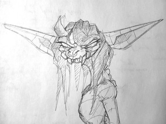 big_ears facial_piercing fangs female flat_chested grin hair horn nose_piercing piercing septum_piercing smile solo squinted_eyes teeth nhymm_hundha deadlock valve ivy_(deadlock) gargoyle humanoid hi_res sketch
