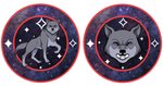 angry black_eyes cosmic_background eyebrows fangs feral fluffy fluffy_tail fur galaxy grey_body grey_fur heraldry logo looking_at_viewer male simple_background solo star tail teeth threatening white_background thepimpartist star_trek canid canine canis mammal wolf 2020 traditional_media_(artwork)