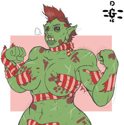 breasts clothing female muscular muscular_female muscular_humanoid not_furry ribbons scar solo standing torn_clothing wide_hips dannyg che-ek humanoid orc sketch