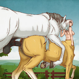 animal_genitalia animal_penis animal_vulva anus balls bestiality clitoral_winking clitoris duo equine_anus equine_genitalia equine_penis equine_vulva female female_on_feral feral feral_on_taur feral_penetrating feral_penetrating_taur freckles from_behind_position fur genitals grey_hair hair hooves horseshoe looking_back male male/female male_on_taur mounting nude penetration penis puffy_anus sex taur_penetrated teats udders vaginal vein veiny_penis vulva white_body white_fur white_hair yellow_body yellow_fur zuckergelee european_mythology greek_mythology mythology centaur equid equid_taur equine horse humanoid_taur mammal mammal_taur taur 1:1 2026 hi_res