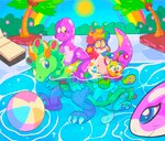 anthro ball beach_ball bottomwear chair clothed clothing diaper duo furniture happy holding_swim_ring inflatable inflatable_toy inner_tube larva looking_back male palm_tree pattern_diaper plant pool_toy rainbow red_nose smile sparklefur sun swim_ring_with_face swimming_pool tree underwear wearing_diaper wearing_swim_ring white_diaper kippinz zoran animate_inanimate arthropod caterpillar ceratopsian cetacean dinosaur insect living_inflatable mammal marine ornithischian prehistoric_species reptile scalie triceratops colorful_theme hi_res