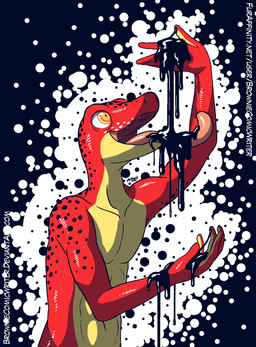 5_fingers abstract_background anthro athletic athletic_anthro black_goo black_spots dripping fingers glistening insane long_tongue nude open_mouth orange_eyes psychedelic red_body red_skin simple_background smile solo spots teeth tongue tongue_out white_spots yellow_body yellow_skin conditional_dnp greenlinzerd sebastian_(greenlinzerd) amphibian lungless_salamander salamander spring_salamander 2018 aliasing colored digital_media_(artwork) hi_res signature watermark