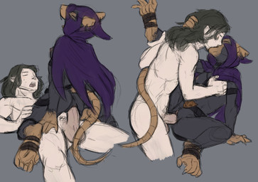 anthro anthro_penetrated anus anvil_position balls black_body black_fur breast_grab breasts cape claws cloak clothed clothing cowgirl_position duo ear_piercing ear_ring erection female female_on_human female_penetrated from_front_position fur genitals grey_background grey_body grey_fur hair hand_on_breast head_grab hood human_on_anthro human_penetrating human_penetrating_anthro humanoid_genitalia humanoid_penis interspecies kissing kneeling leg_grab legs_up lying male male/female male_on_anthro male_penetrating male_penetrating_female multiple_positions nipples nude on_back on_bottom on_top open_mouth partially_clothed penetration penile penis piercing red_eyes ring_piercing sex simple_background sitting small_breasts standing straddling tail tail_anus teeth vaginal vaginal_penetration vulva sealer4258 warhammer_(franchise) warhammer_fantasy merovech_de_mortain_(kriegsmann55) tueetch_ambersnout human humanoid mammal murid murine rat rodent skaven digital_media_(artwork) hi_res