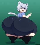 big_butt black_bottomwear black_clothing black_eyes black_legwear black_shorts blue_clothing blue_shirt blue_topwear bottomwear butt chibi clothing eyelashes femboy gesture green_background grey_ears grey_hair grey_tail hair hand_gesture huge_butt huge_thighs hyper hyper_butt legwear looking_at_viewer looking_back looking_back_at_viewer male open_mouth open_smile rear_view red_mouth shirt short_stack shorts simple_background smile smiling_at_viewer solo tail tan_body tan_skin thick_thighs tight_clothing topwear v_sign white_inner_ear strugglebunny frost_lyon animal_humanoid cat_humanoid felid felid_humanoid feline feline_humanoid humanoid mammal mammal_humanoid 2024 artist_name colored digital_media_(artwork) hi_res shaded