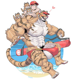 abs anthro arm_scar armpit_hair balls barazoku big_balls big_bulge big_muscles big_pecs big_penis body_hair bottomwear bulge carrying_another carrying_partner chest_hair clothed clothing dog_tags eye_scar facial_scar family footwear fur gay_dads genitals group hairy heart_symbol holding_partner huge_balls huge_bulge huge_muscles huge_pecs huge_penis human_on_anthro interspecies larger_anthro larger_male male male/male military multicolored_body multicolored_fur muscular muscular_anthro muscular_male nipples pecs penis piggyback pubes romantic romantic_couple scar shirt shoes size_difference smaller_anthro smaller_human smaller_male soldier speedo speedo_only striped_body striped_fur stripes swimwear tail tight_speedo topless topless_male topwear trio warrior white_body white_fur yellow_body yellow_fur chan_kiti_chan felid human mammal pantherine tiger hi_res father_(lore) father_and_child_(lore) father_and_son_(lore) parent_(lore) parent_and_child_(lore) parent_and_son_(lore) son_(lore)