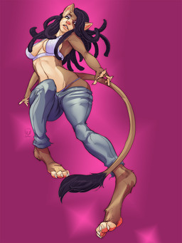 4_toes anthro barefoot biped bottomwear breasts brown_body brown_fur claws clothed clothing denim denim_bottomwear denim_clothing dreadlocks feet female fur hair hindpaw jeans navel pants pawpads paws simple_background solo tail tail_tuft thong thong_straps toe_claws toes tuft underwear fydbac hakuna felid lion mammal pantherine 2017 3:4 hi_res