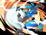 ambiguous_gender anthro aura_sphere black_body black_fur blue_body blue_fur fur pokemon_move red_eyes solo yellow_body yellow_fur super-tuler nintendo pokemon canid canine generation_4_pokemon lucario mammal pokemon_(species) 4:3