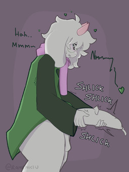 anthro balls big_penis blush blush_lines bodily_fluids cloak clothed clothing cum cumshot ejaculation erection eyewear femboy fluffy foreskin fur genital_fluids genitals glasses hair half-closed_eyes heart_symbol horn huge_penis humanoid_genitalia humanoid_penis long_foreskin looking_at_genitalia looking_at_penis looking_down looking_pleasured male masturbation moan narrowed_eyes onomatopoeia open_mouth orgasm partially_clothed penile penile_masturbation penis scarf side_view simple_background solo sound_effects standing sweat sweatdrop tears tears_of_pleasure text thick_thighs tight_foreskin unretracted_foreskin ramenkiu deltarune toby_fox_(copyright) undertale_(series) ralsei bovid caprine goat mammal 2025 3:4 digital_media_(artwork) english_text hi_res shaded simple_shading