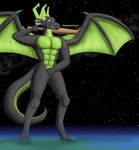 abs anthro baseball_bat bat_(object) black_body claws digitigrade featureless_crotch green_body green_claws green_eyes green_scales green_wings horn macro male muscular muscular_anthro muscular_male nude pecs scales smile smirk solo space standing standing_on_planet tail terra_macro wings knockedoutdragon european_mythology mythology kayo_(knockedoutdragon) dragon mythological_creature mythological_scalie scalie western_dragon absurd_res digital_media_(artwork) hi_res