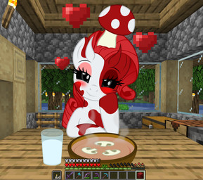 black_eyes blush female feral food fungus glass_tumbler heart_symbol looking_at_viewer milk mushroom mushroom_soup solo soup steam badumsquish friendship_is_magic hasbro microsoft minecraft mojang my_little_pony xbox_game_studios raricow_(mlp) rarity_(mlp) bovid bovine cattle elemental_creature equid equine fungi_fauna hybrid mammal mooshroom absurd_res hi_res
