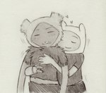 3_fingers 4_fingers blush clothed clothing duo fingers hat headgear headwear hug hugging_another hugging_from_behind interspecies male male/male not_furry plant selfcest shirt simple_background smile square_crossover topwear white_background lynxfurr adventure_time cartoon_network fern_(adventure_time) finn_the_human human humanoid mammal graphite_(artwork) greyscale hi_res monochrome traditional_media_(artwork)