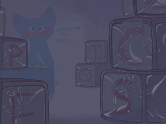 bound encasement flickering_light grimdark implied_permanent latex letter_block struggling toy_block vacuum_cube vacuum_sealed axolotlthon mob_entertainment perverted_playtime_au poppy_playtime 74hc595_(character) huggy_wuggy kammy_(who_wants_a_pizza) zenith_(axolotlthon) wuggy_(poppy_playtime) 4:3 absurd_res animated animated_gif hi_res short_playtime