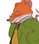 anthro biped blush clothing eyewear glasses male necktie shirt slightly_chubby solo tongue tongue_out topwear wavy_mouth gutless757 geronimo_stilton_(series) geronimo_stilton mammal mouse murid murine rodent 2024 portrait