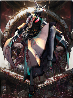 anthro armwear asian_clothing black_clothing black_shirt black_topwear blood blood_drip blood_on_arm blood_on_clothing bodily_fluids bottomwear brain clothed clothing colored_nails detached_sleeves dripping east_asian_clothing feet footwear fur gore hair high_heeled_sandals high_heels humanoid_feet japanese_clothing kimono long_ears long_nails long_skirt male medical_instrument nails necktie on_one_leg open_clothing open_topwear open_vest organs plantigrade platform_footwear platform_heels pupils red_nails red_necktie red_sclera sandals scientific_instrument shirt shoes skirt slit_pupils solo spiky_hair standing stethoscope topwear vest white_body white_bottomwear white_clothing white_fur white_skirt ai_assisted ai_generated_background deino_(artist) deino_(modeler) bani-sama_(deino) lagomorph leporid mammal rabbit 2025 3:4 3d_(artwork) autodesk_3ds_max_(artwork) digital_media_(artwork) full-length_portrait hi_res portrait
