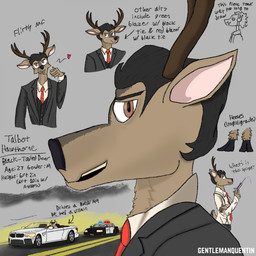 accessory anthro black_hair blazer brown_body brown_fur caption car car_chase clothing cloud cloudy_sky collared_shirt convertible dress_shirt flirting flirting_with_viewer formal_wear fur gesture hair hand_gesture heart_symbol hooves landscape looking_back male medical_instrument medical_syringe necktie police police_car police_chase police_vehicle purple_liquid road scientific_instrument shirt side_view simple_background sky smile smiling_at_viewer smirk solo suit suspenders syringe text tie_clip topwear vehicle gentlemanquentin talbot_hawthorne_(gentlemanquentin) black-tailed_deer deer mammal 1:1 collage_(artwork) english_text hi_res