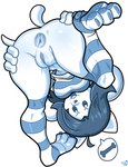 anthro anus bottomless breasts clothed clothing feet female genitals hair hindpaw open_mouth paws presenting pussy simple_background solo white_body theironmountain undertale undertale_(series) temmie_(undertale) canid canine felid feline mammal tem absurd_res hi_res