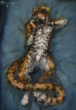 4_toes 5_fingers animal_genitalia anthro balls feet fingers fur genitals looking_at_viewer male markings sheath slave solo spots spotted_body spotted_fur toes fossa666 felid feline jaguar mammal pantherine 2021 digital_media_(artwork) hi_res