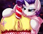 anal anal_penetration anus bodily_fluids clitoral_hood clitoris cutie_mark dildo dimwitdog duo equid equine faceless_character faceless_female female female/female feral fluttershy_(mlp) friendship_is_magic fur genitals hair hasbro heart_symbol holidays horn horse improvised_dildo improvised_sex_toy licking mammal my_little_pony mythological_creature mythological_equine mythology penetration pony pussy rarity_(mlp) saliva saliva_string sex_toy tongue tongue_out unicorn white_body white_fur yellow_body yellow_fur