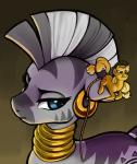 cutie_mark duo ear_piercing extreme_size_difference female feral hair micro piercing size_difference stripes dimfann friendship_is_magic hasbro my_little_pony applejack_(mlp) zecora_(mlp) earth_pony equid equine horse mammal pony zebra 2019 absurd_res hi_res