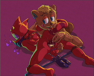 ahegao anal anal_orgasm anthro anus aphrodisiac aphrodisiac_breath aphrodisiac_gas aphrodisiac_mask blonde_hair blue_eyes blush bodily_fluids bound breath brown_body brown_fur butt chastity_cage chastity_device choker clothing cuff_(restraint) cum cum_in_ass cum_in_mouth cum_inside cum_on_face cum_on_penis cum_pool cum_while_chaste drugs duo ear_piercing ejaculation eye_roll eyebrow_piercing eyelashes eyeshadow facial_piercing femboy freckled_face freckles frenum_piercing fucked_silly fur gaping gaping_anus gas_mask genital_fluids genital_piercing genitals gloves hair half-closed_eyes hands-free hands_tied handwear heart_symbol horn jewelry legs_tied looking_pleasured lube lube_in_ass makeup male male/male markings mask narrowed_eyes necklace oral orgasm penis penis_piercing piercing poppers purple_eyes red_body red_scales restraints rimming rimming_male scales sex shackles slightly_chubby slightly_chubby_male spread_anus spread_butt spread_legs spreading striped_markings striped_tail stripes tail tail_markings vein veiny_penis vhs_filter ipleadthefilth animal_crossing nintendo c.j._(animal_crossing) flick_(animal_crossing) beaver chameleon lizard mammal reptile rodent scalie hi_res