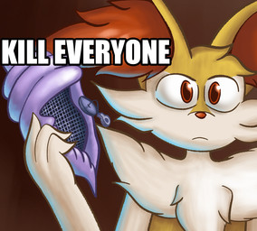 anthro conch female fur magic_conch parody red_body red_fur solo text white_body white_fur yellow_body yellow_fur foxboi_(artist) game_freak nickelodeon nintendo pokemon spongebob_squarepants braixen generation_6_pokemon pokemon_(species) meme