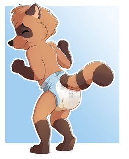 anthro clothed clothing diaper diaper_only feces male pooping simple_background soiled_diaper soiling soiling_diaper solo tail topless unclean_diaper used_diaper using_diaper wearing_diaper young baltnwolf mammal procyonid raccoon digital_media_(artwork) hi_res