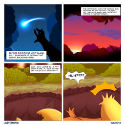 after_transformation ambiguous_gender crater feral first_person_view forest fur inner_monologue night plant shooting_star shrub sky solo speech_bubble star starry_sky sunrise text text_box thinking transformation tree unaware_transformation yellow_body yellow_fur ikuvaito nintendo pokemon pokemon_mystery_dungeon spike_chunsoft generation_1_pokemon human mammal pikachu pokemon_(species) rodent 1:1 comic english_text hi_res